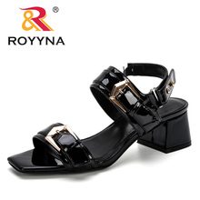 ROYYNA 2019 New Popular Spring Summer Women Sandals Fashion Metal Buckle Strap Hollow Out Roma Shoes Sapato Feminino Confortable 2024 - buy cheap