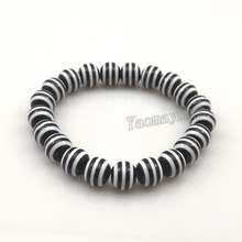 24pcs/lot Black Zebra Stripe Resin Elastic Beaded Bracelets For Holiday 2024 - buy cheap