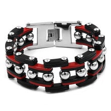 25mm Black Red Blue White Balls Chain Link Bicycle Biker Bracelet Stainless Steel Jewelry Fashion Heavy Mens Bracelet SJB0332 2024 - buy cheap