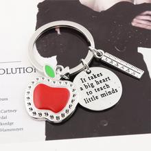 1 pc vermelho apple régua coração chaveiro professores dia presente chaveiro graduação para estudante jóias e2398 2024 - compre barato