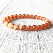 Pulsera de piedra curativa para hombre o mujer, brazalete naranja Ojo de Gato de 8MM, joyería de cuentas brillantes, joyería naranja de Yoga Mala, el mejor regalo 2024 - compra barato