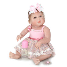 NPK reborn baby cameron awake girl 23 "полностью силиконовые куклы reborn babies игрушки для детей bebe boneca reborn silicone completa 2024 - купить недорого