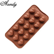 Aomily 15 отверстий, милое Силиконовое мыло в форме сердца, конфета, помадка, шоколадная кухонная форма, силиконовая форма для шоколадного печенья, торта, DIY 2024 - купить недорого