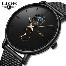 2022 LIGE Mens Watches Top Brand Luxury Quartz Men Watch Mesh Belt Luxury Waterproof Sport Watch Men Male Clock Man Wristwatch 2024 - buy cheap