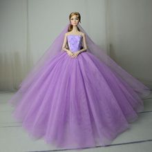 Платье + вуаль/фиолетовая вуаль, вечернее платье, юбка, одежда, наряд для 1/6 BJD Xinyi FR ST, кукла Барби, подарок 2024 - купить недорого