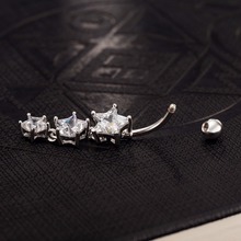 2018 New Hot White Luxury Zircon Crystal Star Belly Button Rings Women Body Jewelry Gold Zircon Navel Piercing Surgical steel 2024 - buy cheap