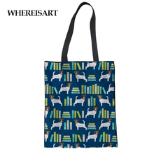 Whereisart jack russell terrier impresso feminino bolsas simples para viagem mulher sacos de ombro reutilizável dobrável saco de compras 2019 2024 - compre barato