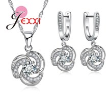 Luxury Wedding Bridal Jewellery Set For Women 925 Sterling Silver Crystal Flower Necklaces Earrings Jewelry Set Women 2024 - buy cheap