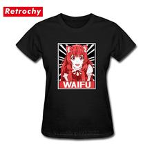Женская футболка Kawaii Waifu в японском стиле, футболка с круглым вырезом и короткими рукавами, хипстерская футболка, Camisetas 2024 - купить недорого