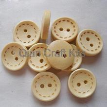 300pcs Wooden Buttons, Natural, 15mm, 2 holes laser cuts lined round wood buttons 2024 - buy cheap