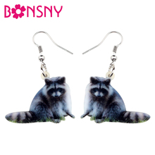 Bonsny-pendientes acrílicos con forma de cola de mapache, joyería con diseño de animales de dibujos animados, para mujeres y niñas 2024 - compra barato