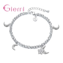 Pulsera de plata esterlina 100% 925 para mujer, cadena de eslabones sencilla y ajustable, joyería llamativa, regalo, gran oferta, nueva 2024 - compra barato