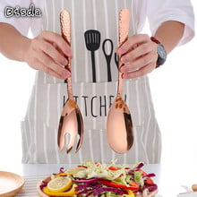 Garfo grande de colher para salada, à prova de derrapagem 18/10, aço inoxidável colorido, servidor de salada, talheres, utensílios de massas, logotipo oem 2024 - compre barato