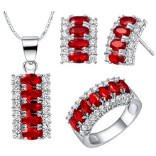 wholesal  WGP  Zircon Gem Noble Rich red  Gem Stone Set Color Ring Earrings Necklace  White  Filled Gift choker bts 2024 - buy cheap