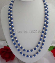! fashion DIY jewelry 8mm Lazuli Lapis & white pearl Necklace 65" 2 pieces/lot fashion jewelry  JT5736 2024 - buy cheap