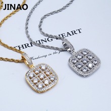 Новое ожерелье JINAO с квадратной подвеской в стиле хип-хоп, подвески с золотым и серебряным покрытием и кубическим цирконием, ювелирные изделия для мужчин, Подарочная бижутерия 2024 - купить недорого