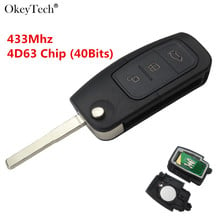 Okeytech Flip Folding Remote Car Key 3 Buttons 433MHz 4D63 Chip  For Ford Focus Fiesta C Max S Max Galaxy 2013 With Chip 4D63 2024 - buy cheap