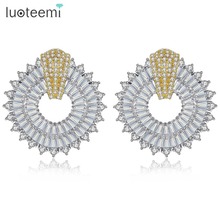 LUOTEEMI-pendientes de tuerca de diseño para mujer, joyería exquisita y bonita para fiesta de boda, piedra de circonia cúbica Irregular, gran oferta, regalo de Navidad 2024 - compra barato