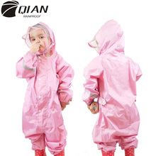 QIAN 2-9 Years Old Fashionable Waterproof Jumpsuit Raincoat Hooded Cartoon Kids One-Piece Rain Coat Tour Children Rain Gear Suit 2024 - buy cheap