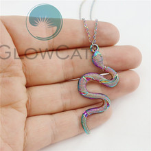 Gargantilla de serpiente con forma de Animal de arcoíris Vintage para mujer, collar de moda, collar de acero de 50cm, joyería 2024 - compra barato