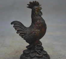 China FengShui Bronze Copper Cock Rooster On Wealth YuanBao Coin Money Statue 2024 - buy cheap