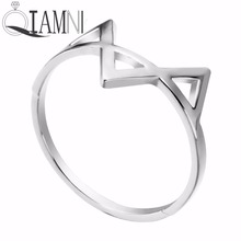 QIAMNI Geometric Three Triangle Ring Dainty & Delicate Jewelry Gift for Women and Girls Cool Vintage  Fashion Ring Jewelry 2024 - buy cheap