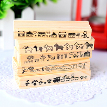 Lovely Animals Vintage Wood Stamp DIY Photo Card Decoration Craft Wooden Silicone Stamp Korean Stationery 5pcs SK774 2024 - buy cheap