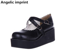 Angelic imprint-zapatos lolita mori para mujer, cosplay, tacones de cuña alta, zapatos de vestir de princesa, 33-47 6cm 2024 - compra barato