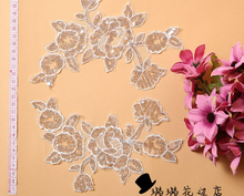 2 Pairs Vintage Design Floral Lace Patches for Bride Veil Netting Wedding Fabric Applique Trims Sequin Lace Patch 2024 - buy cheap