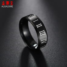 Auxauxme anel gótico em formato de letra, 8mm, em aço inoxidável, titânio, para casamento, presente 2024 - compre barato