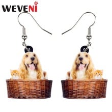 WEVENI Acrylic Basket Of Happy Golden Retriever Dog Cat Kitten Earrings Dangle Drop Cute Animal Jewelry For Women Girls Gift Pet 2024 - buy cheap