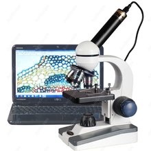 Focus-microscopio para estudiantes de ciencia, suministros de AmScope, 40X-1000X LED, de enfoque grueso y fino, con cámara USB de 5MP 2024 - compra barato