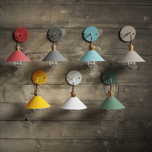 Lámpara LED de pared Estilo nórdico Vintage para Loft, candelabro de pared con forma de paraguas pequeño pintado de Macaron, con enchufe de 40W, para escalera, pasillo y hogar, E27 2024 - compra barato