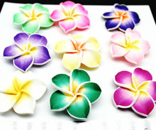 80pcs large mix color Plumeria - 35mm Polymer Clay Flowers -Polymer Flower Beads - Clay Flower Bead Plumeria DIY Beads 2024 - buy cheap