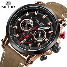 Relógio masculino quartz esportivo, com pulseira de couro, à prova d'água, modelo militar 2024 - compre barato