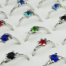 Hot Sale 2014 Big Promotion 100pcs Mix Color Top Czech Rhinestones Fashion Women Silver Plated Rings Wholesale Jewelry Lots A162 2024 - buy cheap