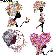 ZOTOONE Flower Girls Iron on Transfer Patches Diy Colorful Patch for T-shirt Dress Sweater Thermal Transfer Stickers on Clothing 2024 - buy cheap