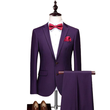 2020 New Purple Men 's Suit 2 Pieces Formal Slim Fit Notch Lapel Business Tuxedos Groomsmen Blazer+pants 2024 - buy cheap