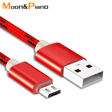 Cable Micro USB de nailon para teléfono móvil Android, Cable de carga rápida de 1m 2.1A, de nailon 2024 - compra barato