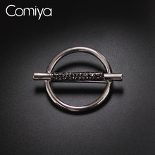 Comiya moda broches para as mulheres círculo redondo cor prata liga de zinco pedra mosaico personalidade jóias feminino acessórios cc 2024 - compre barato