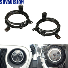 Suportes de montagem de farol, suportes de montagem de farol para 2018 2019 jeep wrangler jl 7 argolas led anéis adaptadores de farol de aço 2024 - compre barato