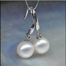 Free shipping PAIR OF 10-11MM SOUTH SEA WHITE PEARL DANGLE EARRING WHITE SILVER 2024 - buy cheap
