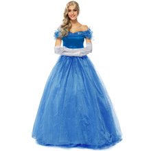 free shipping  New Princess Cinderella Princess Dress Cosplay Blue Costume Adult Party HOT Sale M L XL 2024 - buy cheap