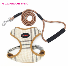 GLORIOUS KEK Dog Harness Chihuahua Small Dog Harness and Leash Set Plaid Adjustable Padded Harness Vest with Walking Lead Handle 2024 - buy cheap