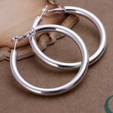 Simple Fashion Style Silver plated 5mm Hollow Earrings Jewellery mens,Wholesale&New fashion, SMTE149 2024 - buy cheap