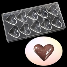 Love heart shape  Polycarbonate chocolate mold confectionery tools  pastry mould cake decorating baking tool 2024 - buy cheap