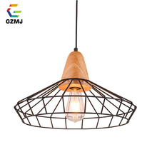 GZMJ Vintage Iron Wire Cage Pendant Lights 90-260V Nordic Brief LED Hanging Lamp for Living Room Kitchen Bedroom E27 Hanglamp 2024 - buy cheap