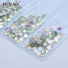 Стразы стеклянные JUNAO ss 6 8 10 12 16 20 разных размеров, стразы с кристаллами AB для дизайна ногтей, камни с плоским основанием и искусственные стразы 2024 - купить недорого