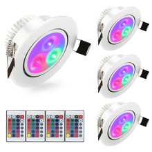 (4pcs/Lot) RGB 3W LED Ceiling Lights With Remote Control Recessed Ceiling Lamp Colorful Spot Light Home Party Decoration Light 2024 - buy cheap