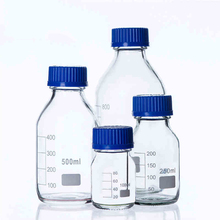 Botella de reactivo de vidrio de laboratorio de 3 piezas con tapa de tornillo azul 50 ml 100 ml 250 ml 2024 - compra barato